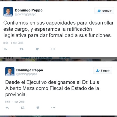 Por Twitter Peppo anunci la designaci n del Fiscal de Estado